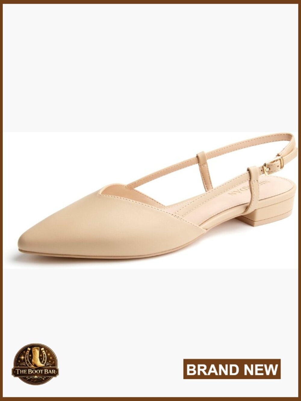 Pointed Toe Slingback Flats with Buckle Strap Dress Shoes